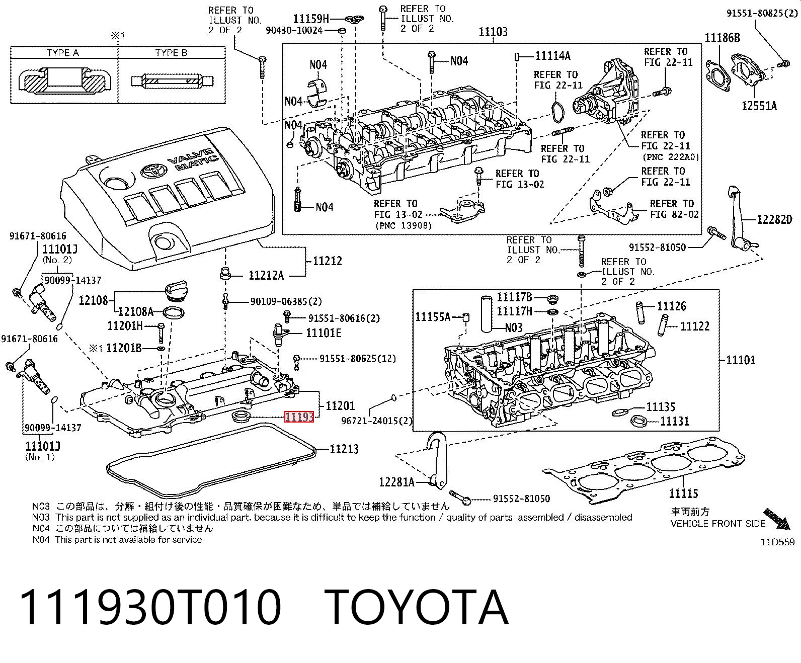 111930T010 Toyota Vedante anular da cavidade de vela