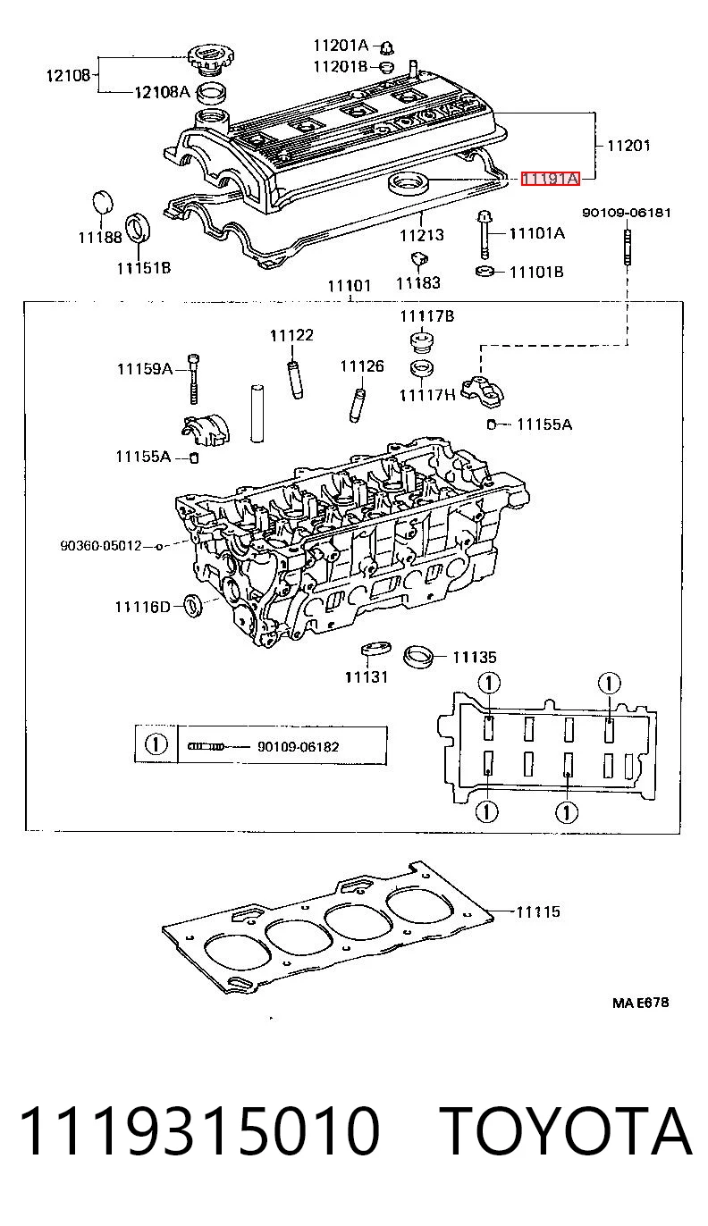 1119315010 Toyota Vedante anular da cavidade de vela