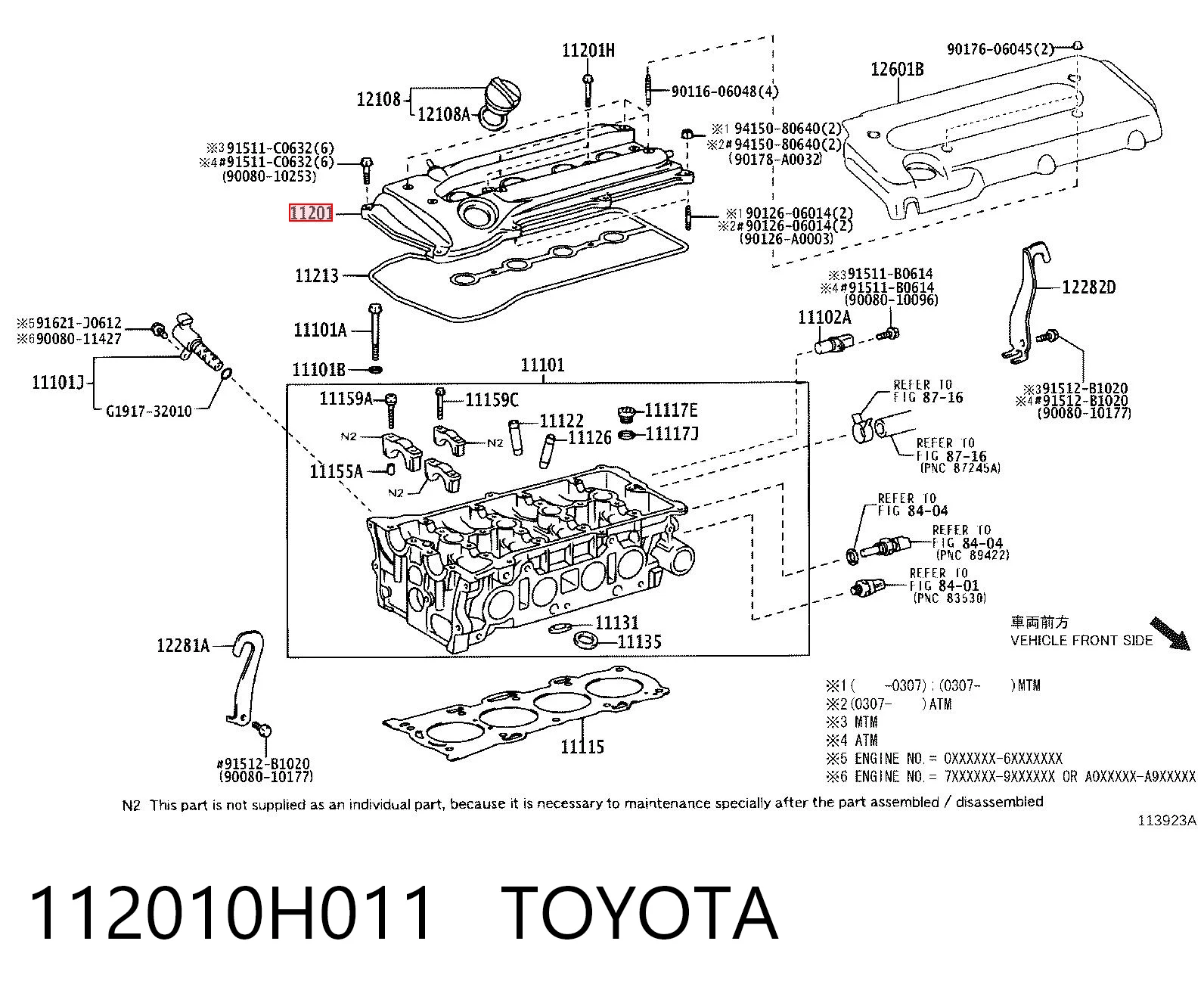 112010H011 Toyota Tampa de válvulas