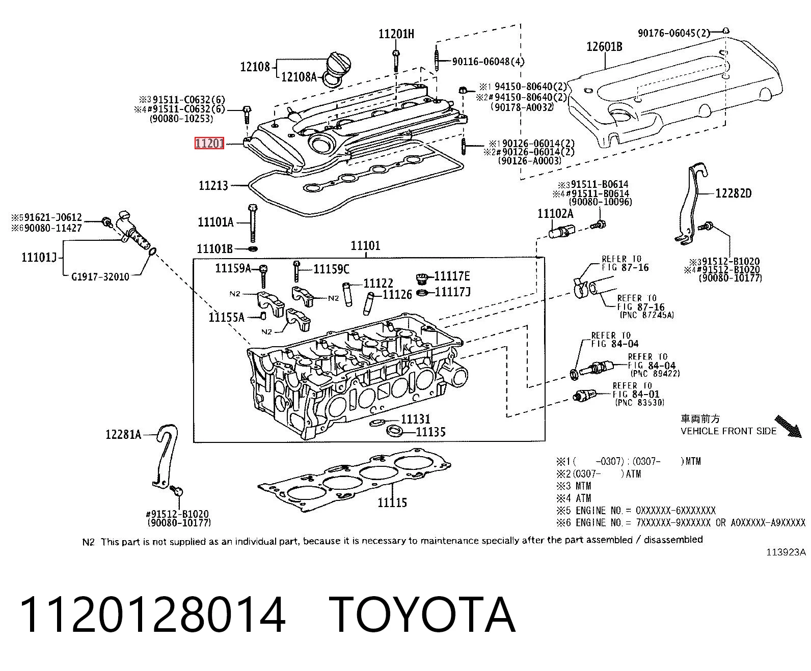 1120128014 Toyota Tampa de válvulas