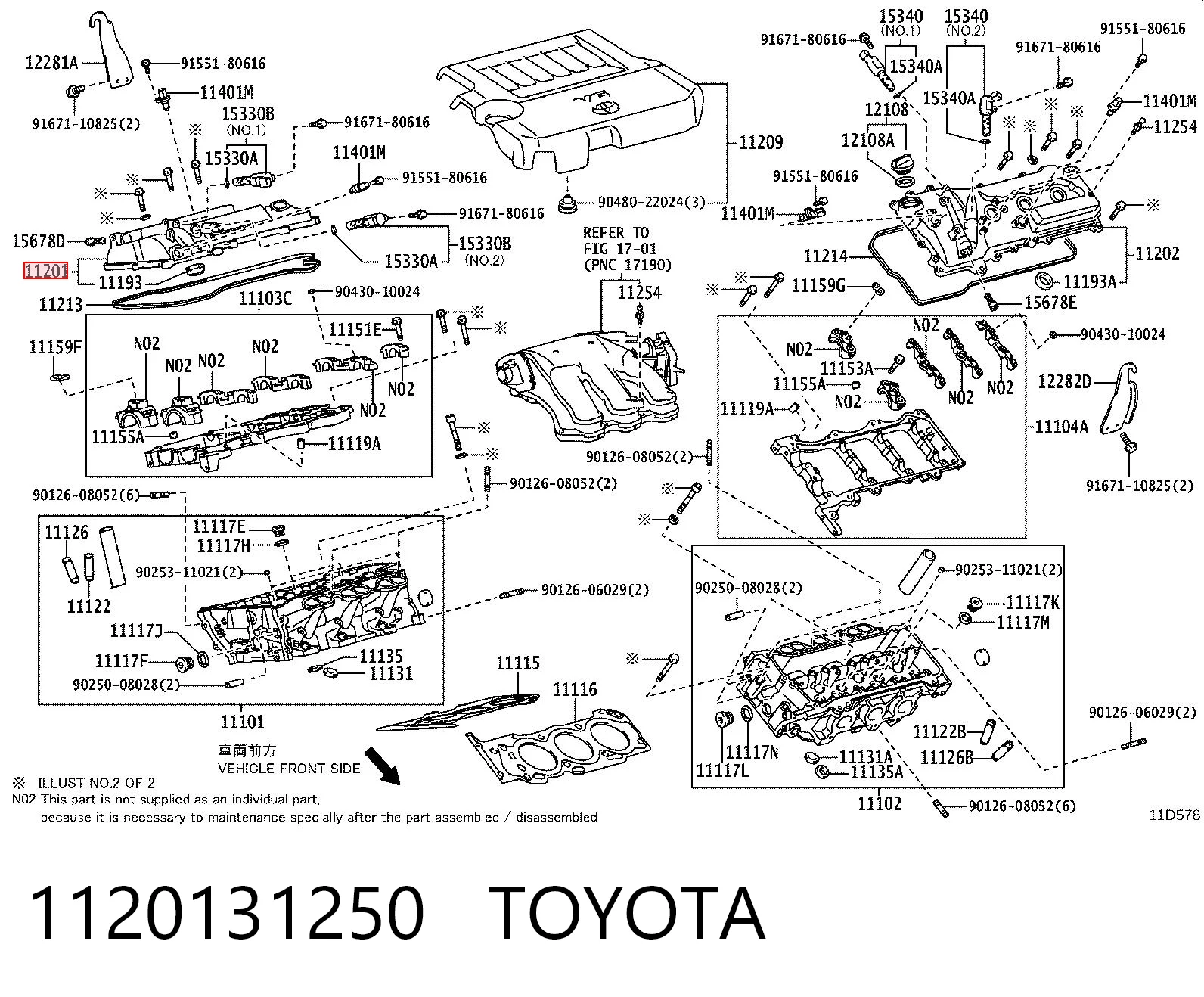 1120131250 Toyota Tampa de válvulas direita