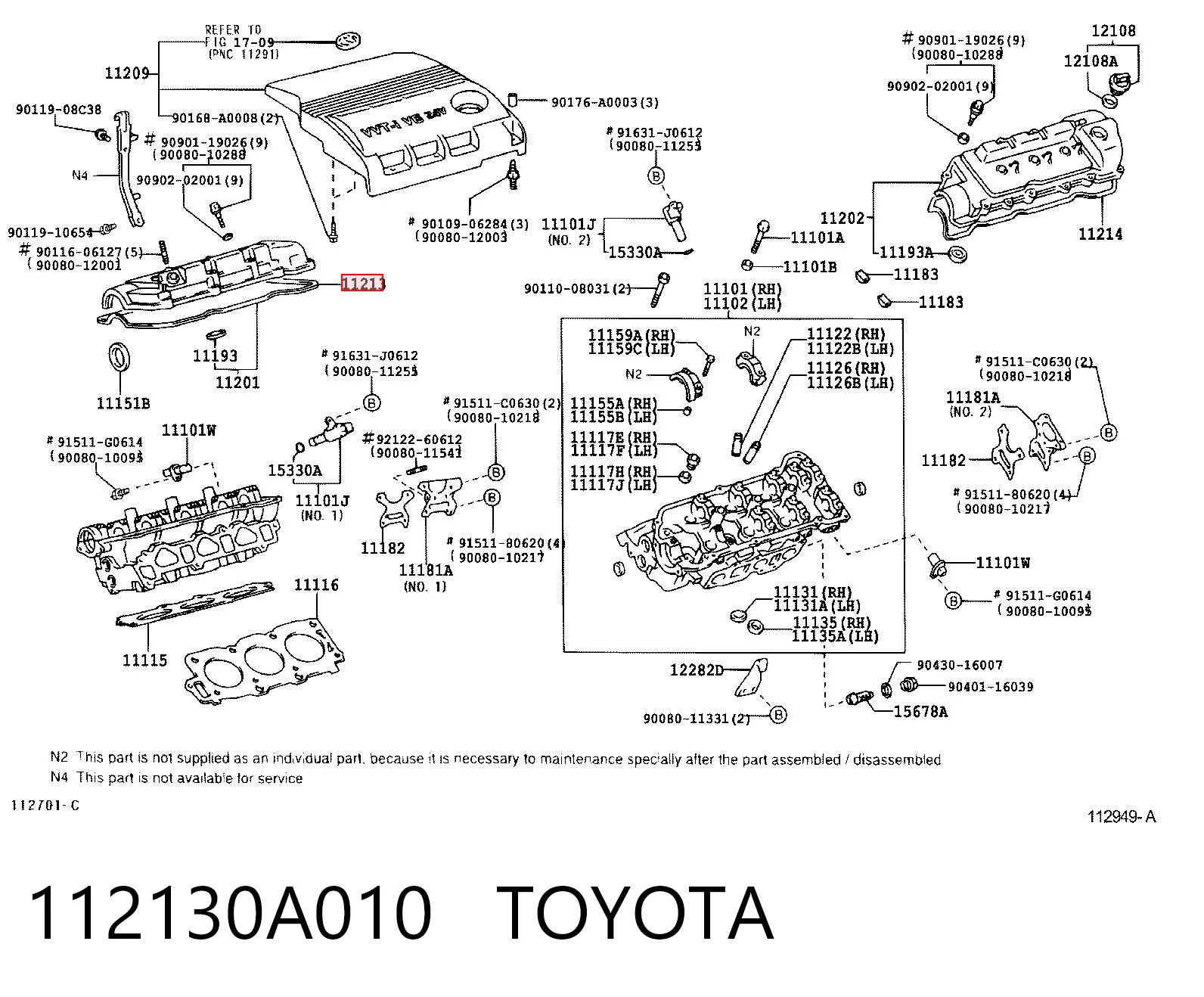 112130A010 Toyota Vedante direita de tampa de válvulas de motor