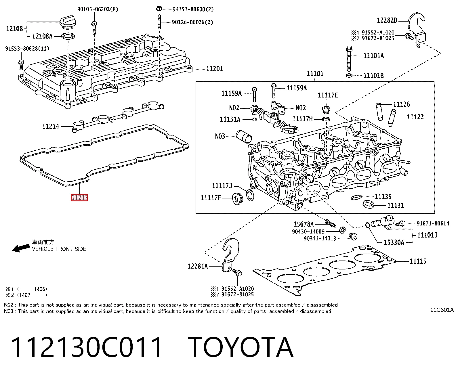 112130C011 Toyota Vedante de tampa de válvulas de motor