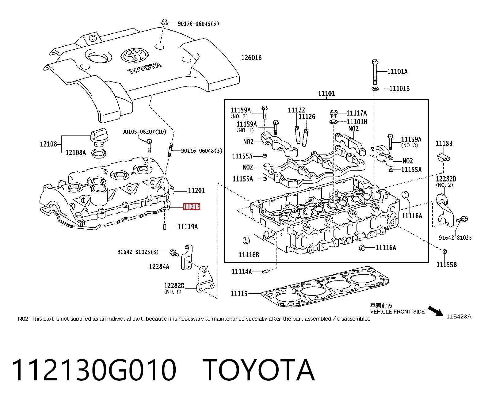 112130G010 Toyota Vedante de tampa de válvulas de motor
