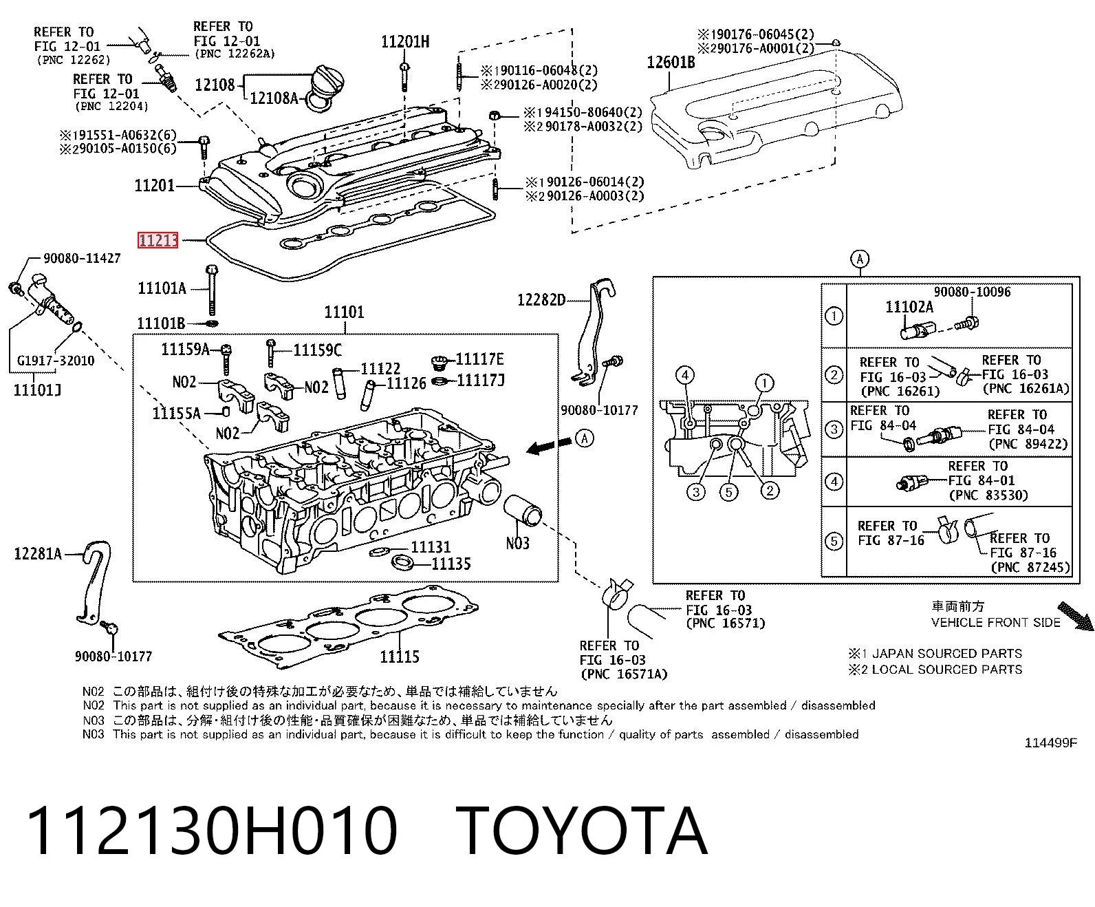 112130H010 Toyota Vedante de tampa de válvulas de motor