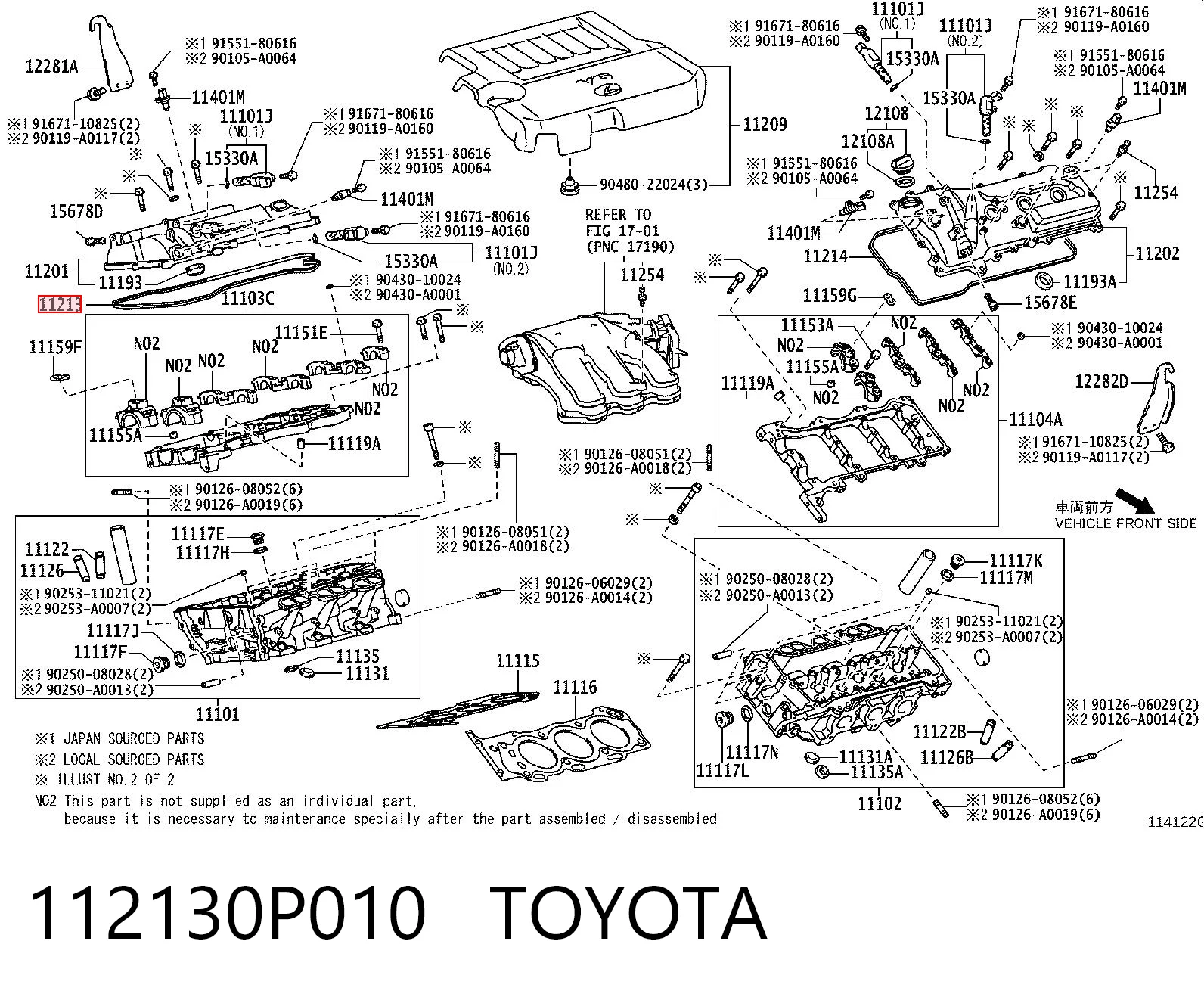 112130P010 Toyota Vedante direita de tampa de válvulas de motor