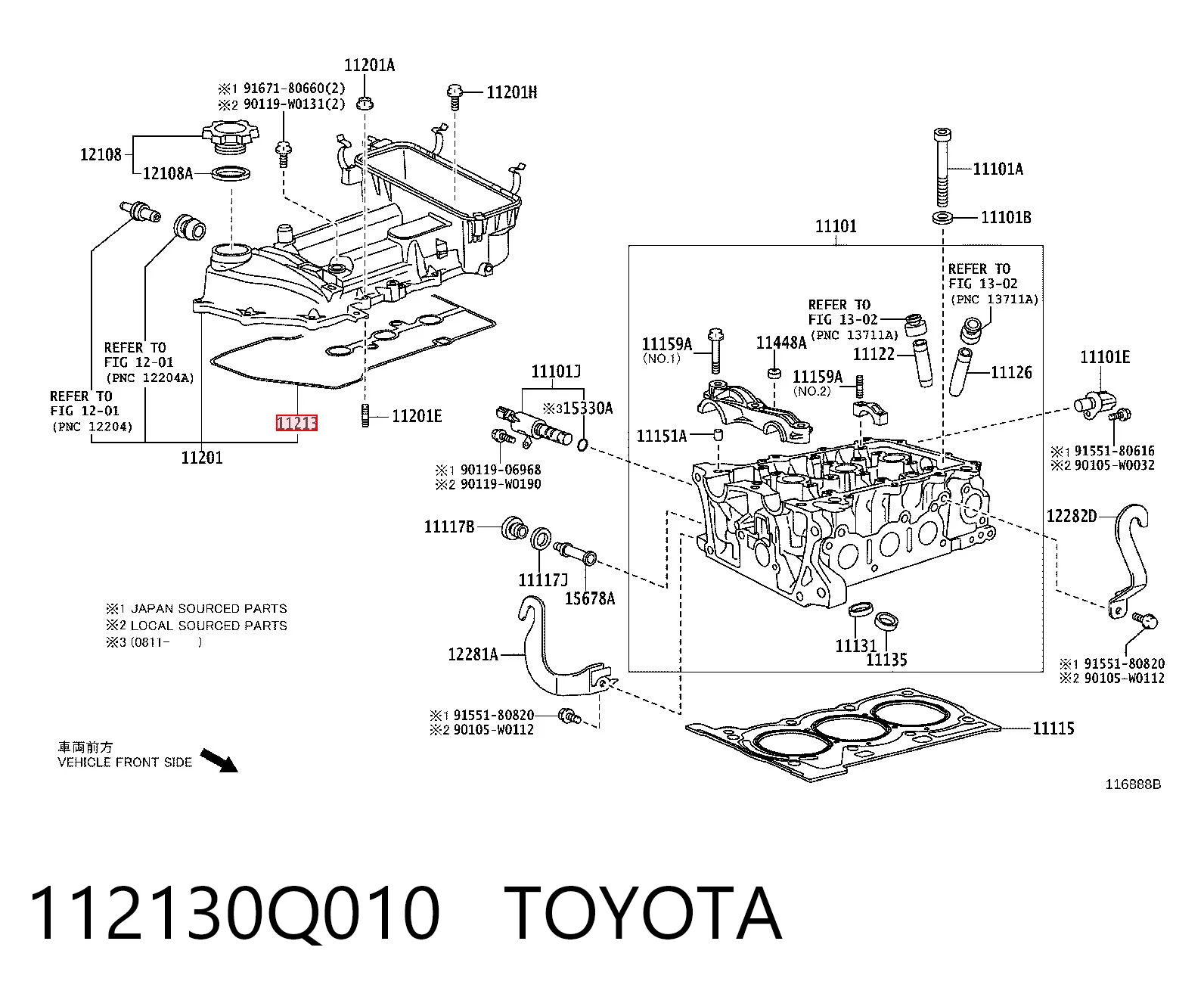 Vedante de tampa de válvulas de motor Daihatsu 11213B1020