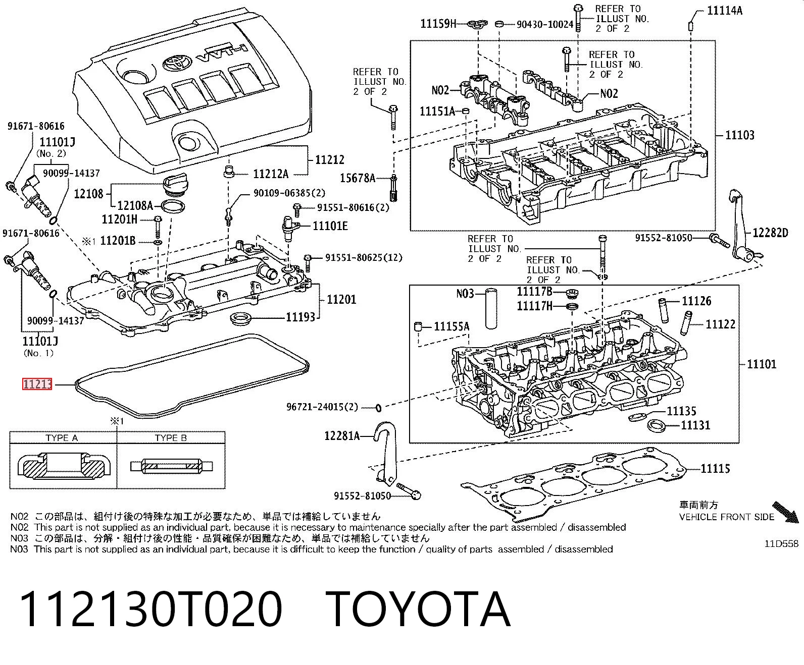 112130T020 Toyota Vedante de tampa de válvulas de motor
