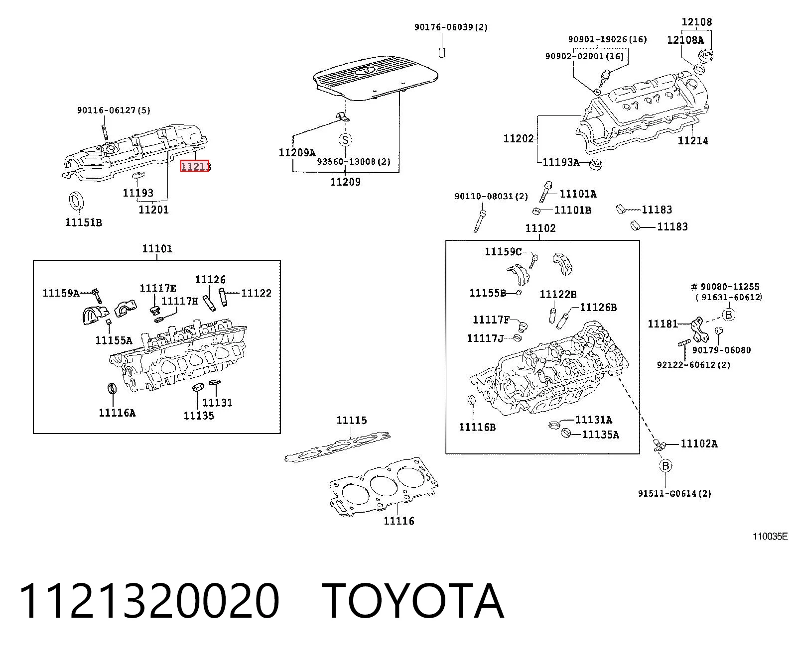 1121320020 Toyota Vedante direita de tampa de válvulas de motor