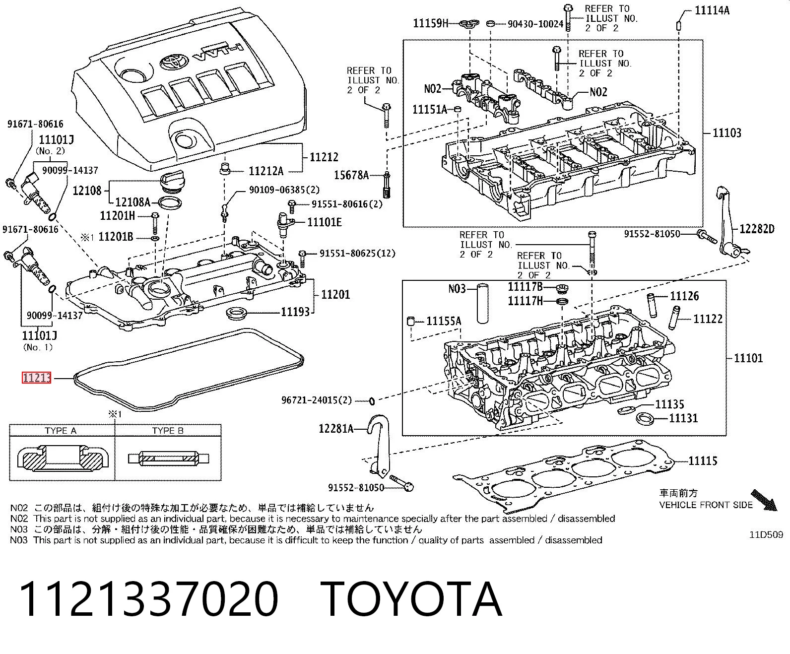1121337020 Toyota Vedante de tampa de válvulas de motor
