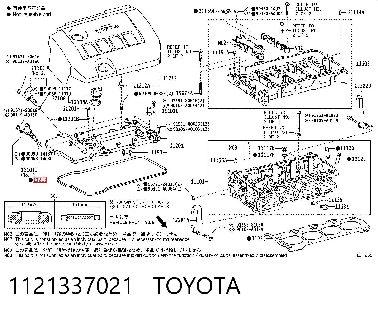 1121337021 Toyota Vedante de tampa de válvulas de motor