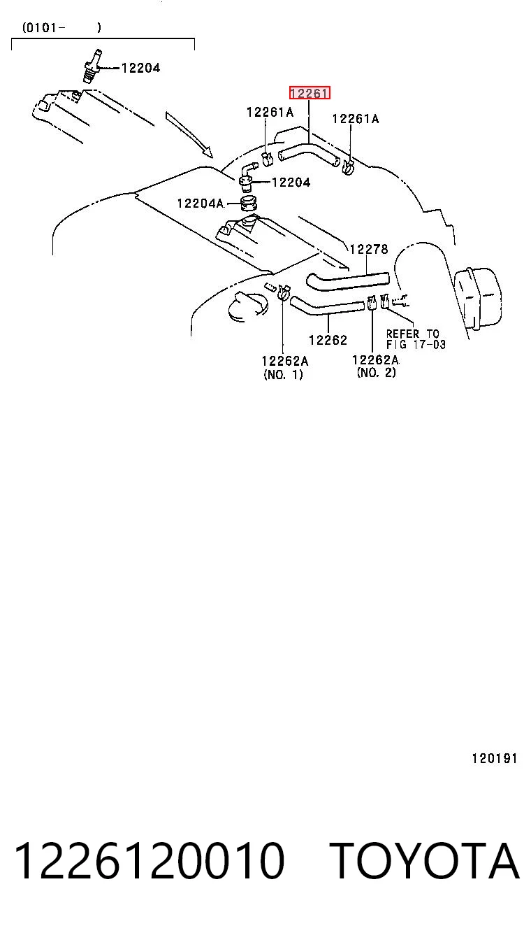 Cano derivado de ventilação de cárter (de separador de óleo) para Toyota Camry IV V20