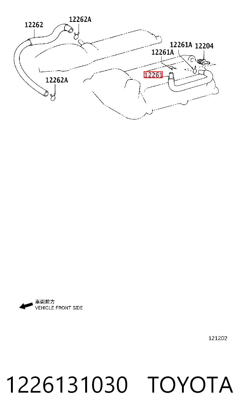 1226131030 Toyota Cano derivado de ventilação de cárter (de separador de óleo)