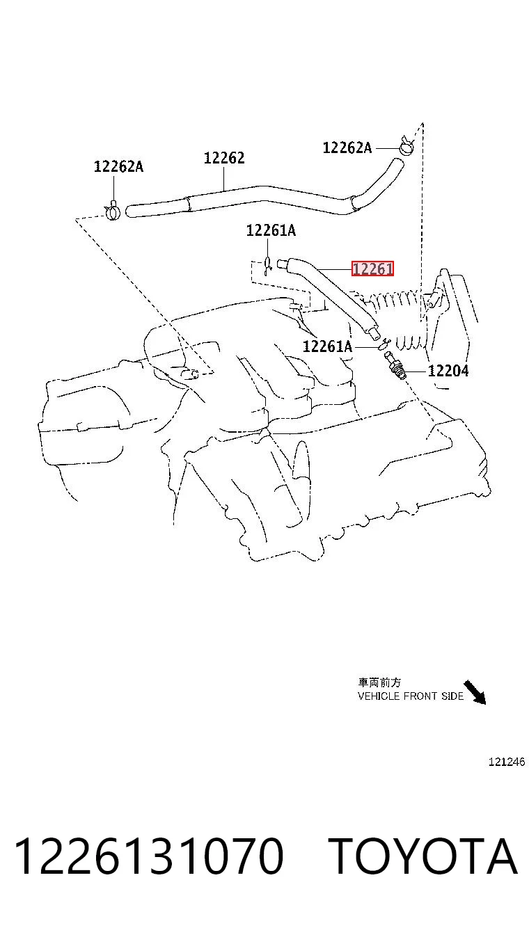 1226131070 Toyota Cano derivado de ventilação de cárter (de separador de óleo)