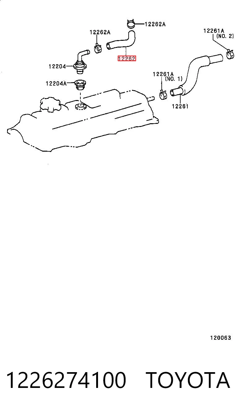 Cano derivado de ventilação de cárter (de separador de óleo) para Toyota RAV4 I Cabrio SXA 10
