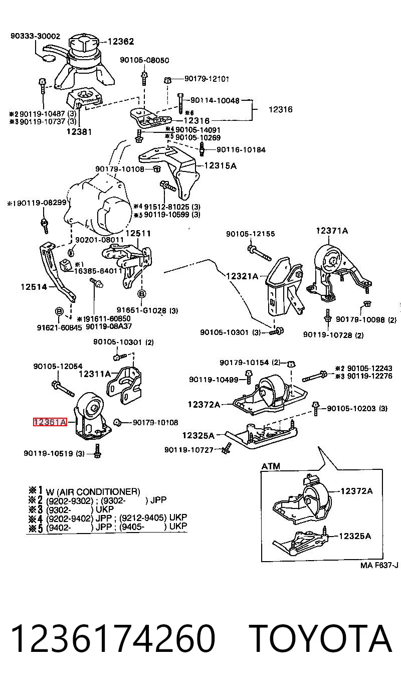 Coxim (suporte) dianteiro de motor para Toyota Camry II V2