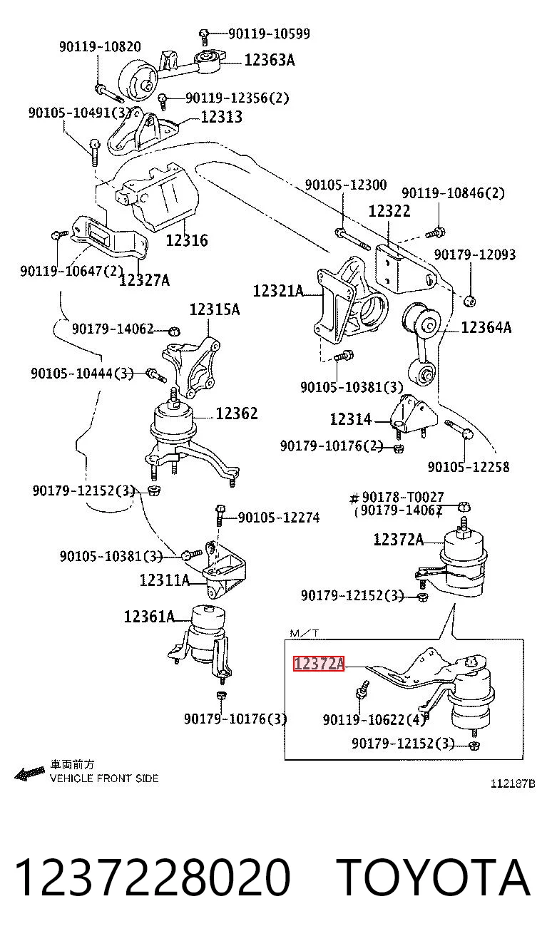 1237228020 Toyota Coxim (suporte) esquerdo de motor