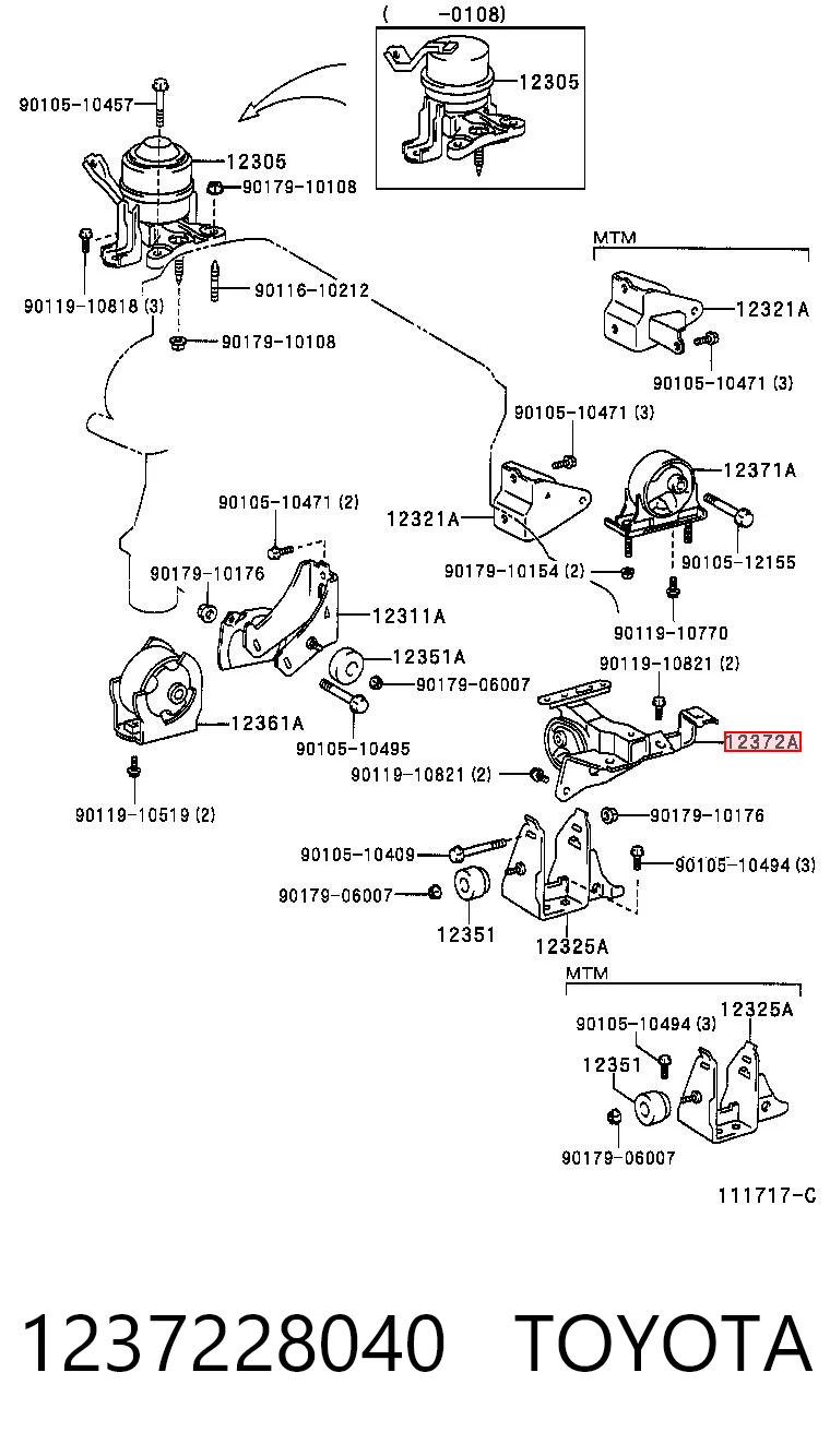 1237228040 Toyota Coxim (suporte) esquerdo de motor