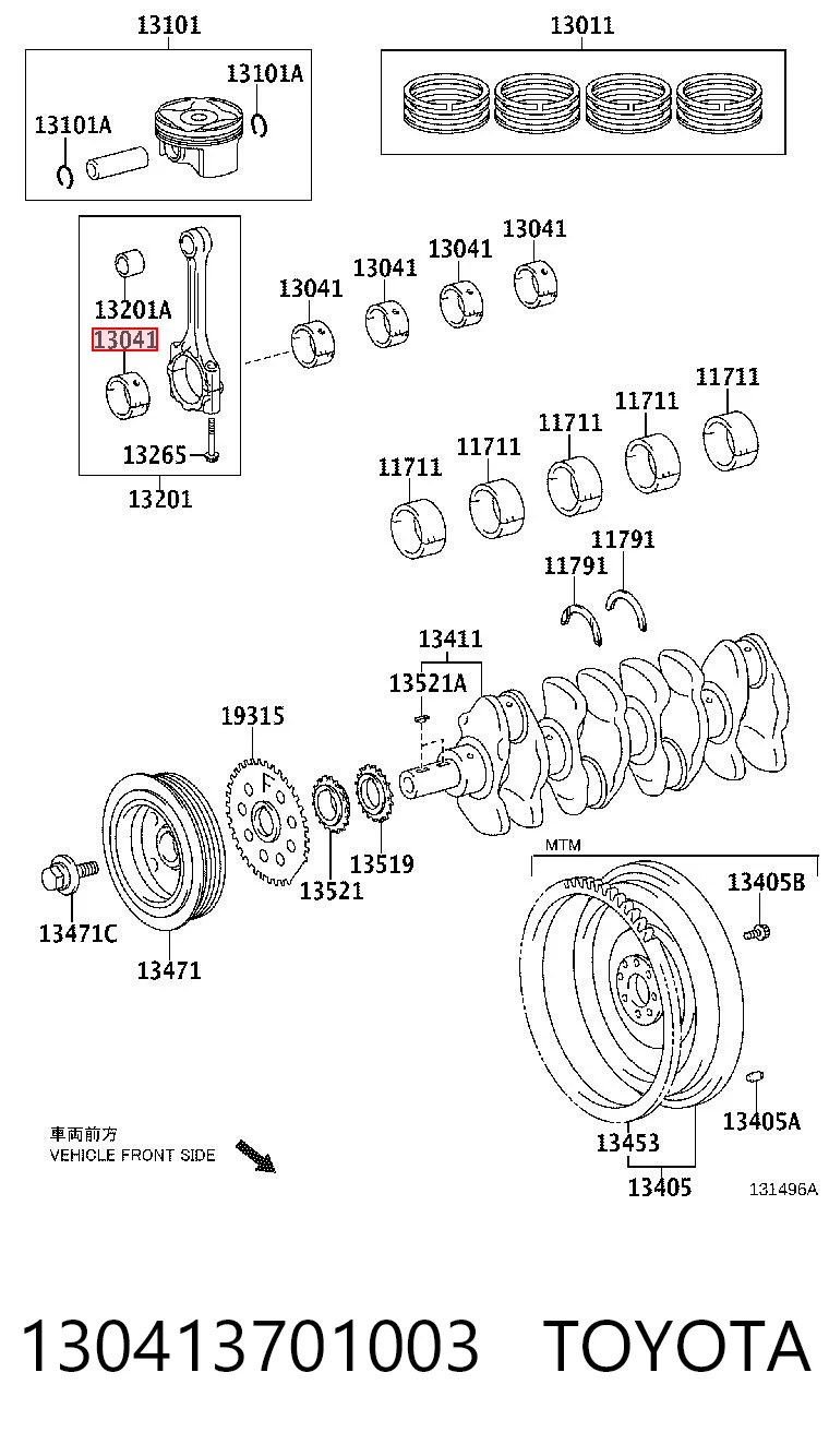 130413701003 Toyota Folhas inseridas de cambota de biela, kit, padrão (STD)