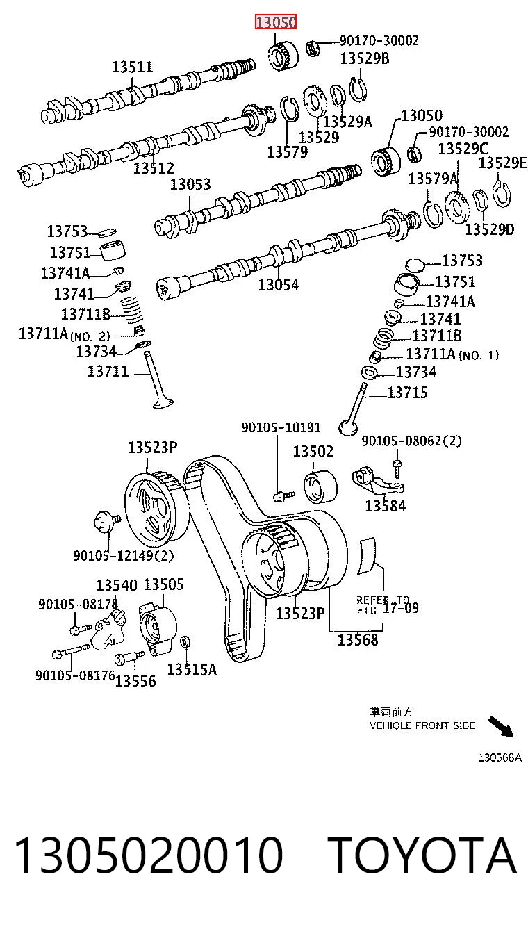 1305020010 Toyota Engrenagem de cadeia da roda dentada da árvore distribuidora de motor