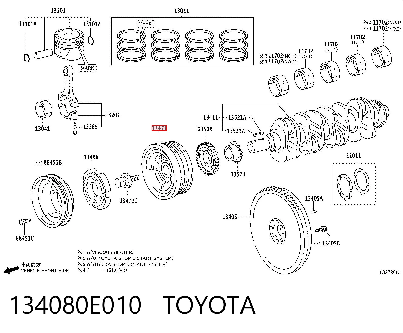 Polia de cambota para Toyota Hilux  GUN12, GUN13
