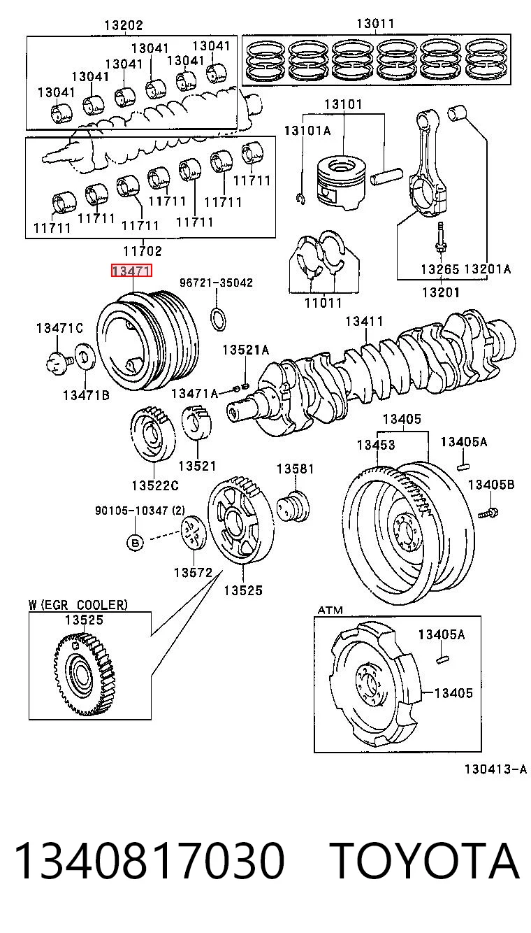  Polia de cambota Toyota Land Cruiser 100 SUV (J10) (1998 - 2005) 100