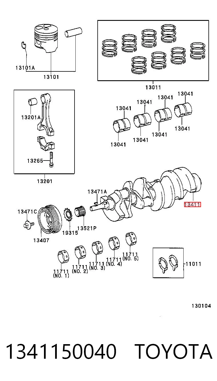 1341150040 Toyota Cambota de motor