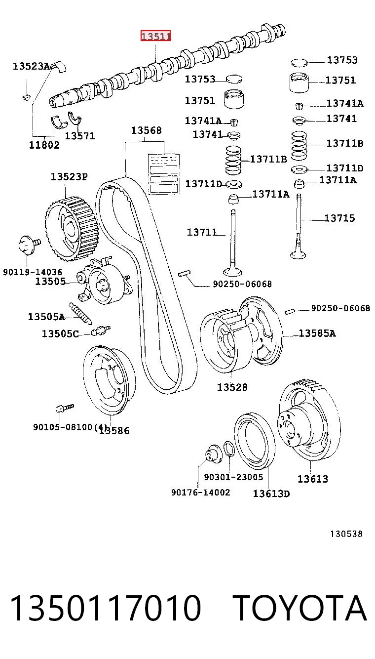 1350117010 Toyota Árvore distribuidora de motor