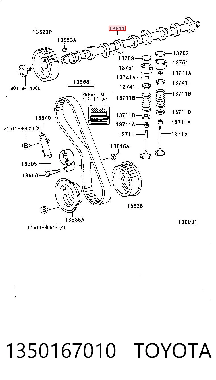1350167010 Toyota Árvore distribuidora de motor