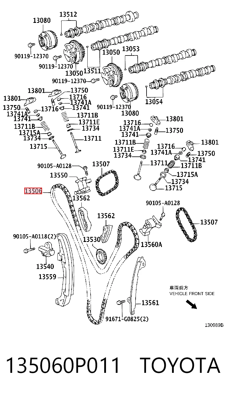 135060P011 Toyota Cadeia do mecanismo de distribuição de gás