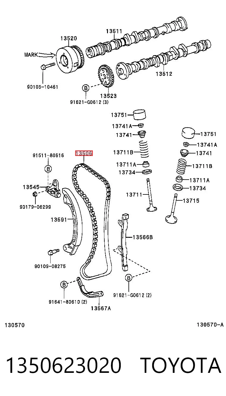 1350623020 Toyota Cadeia do mecanismo de distribuição de gás