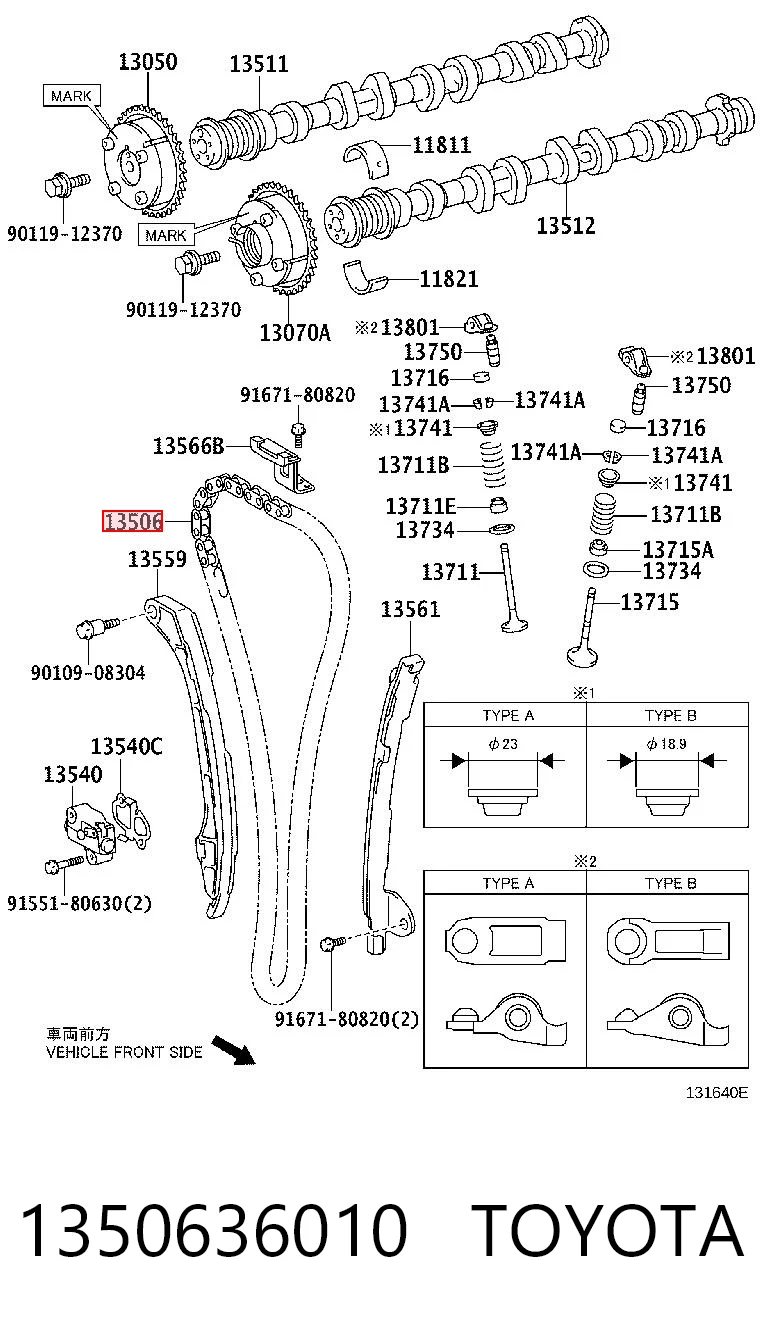 1350636010 Toyota Cadeia do mecanismo de distribuição de gás