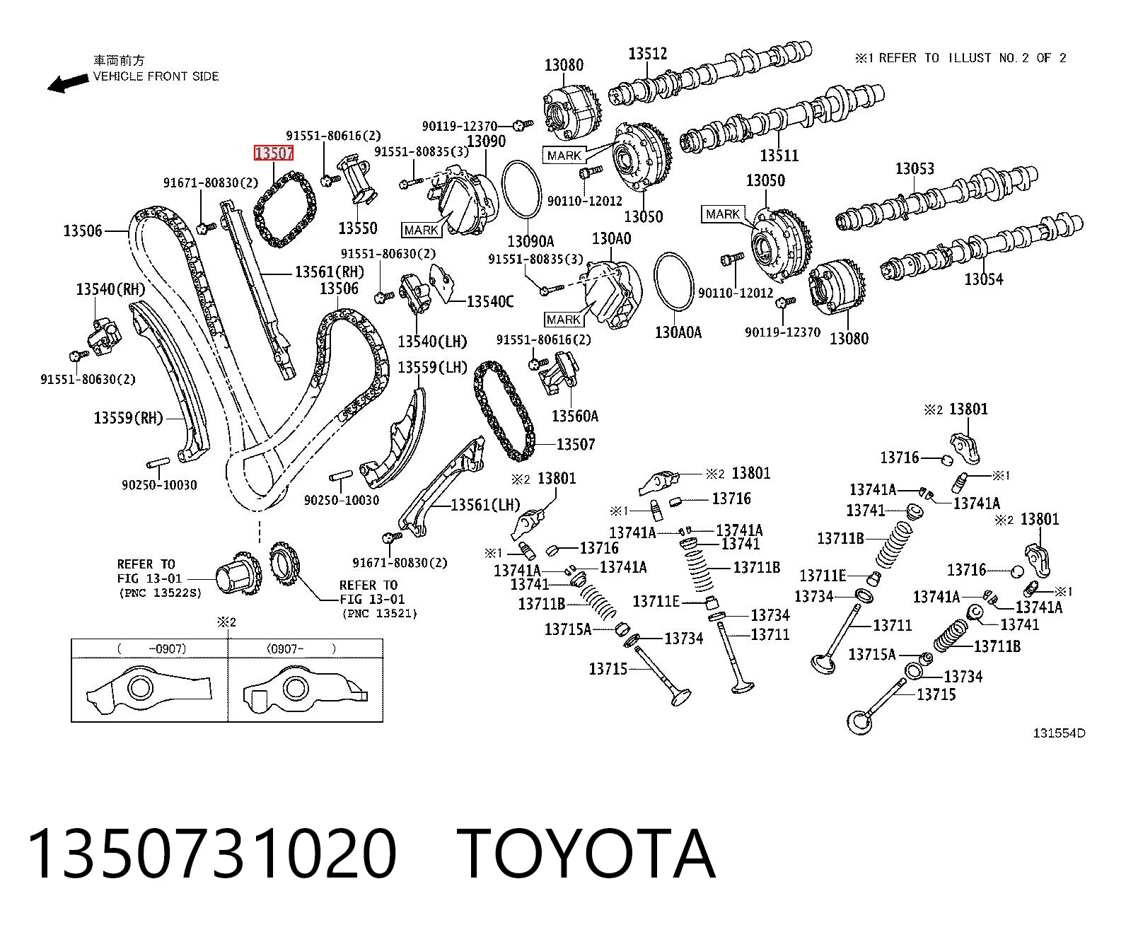 1350731020 Toyota Cadeia superior do mecanismo de distribuição de gás