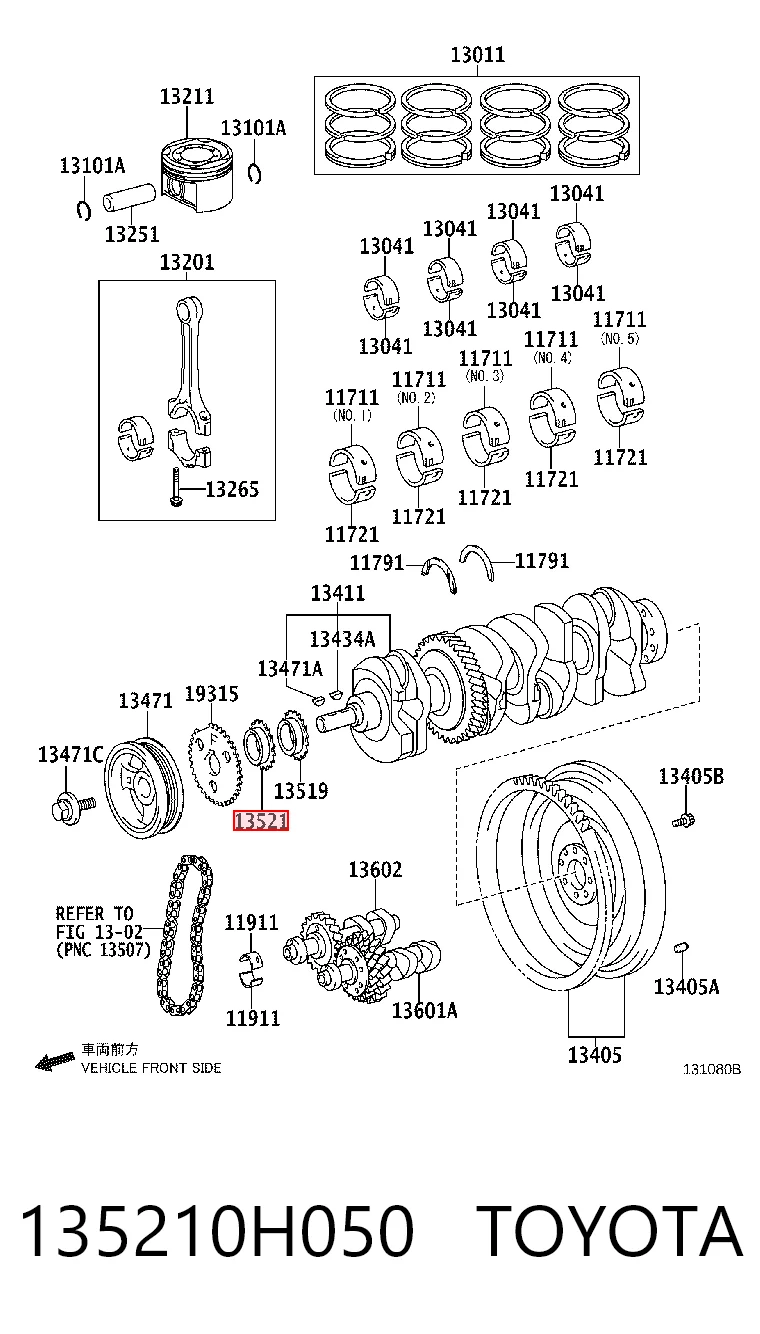 Engrenagem de cadeia da roda dentada de acionamento de cambota de motor para Toyota Camry VI V40