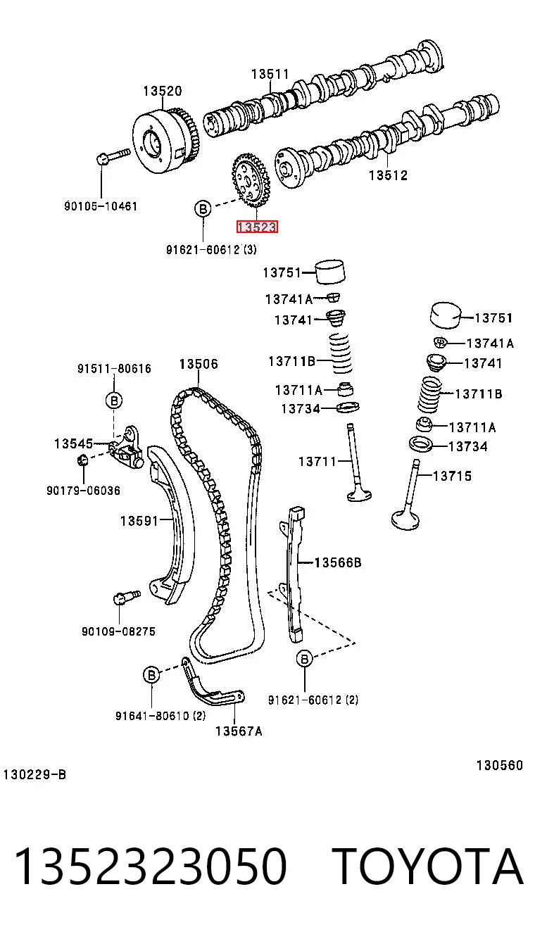 Engrenagem de cadeia da roda dentada da árvore distribuidora de motor para Toyota Yaris  P10