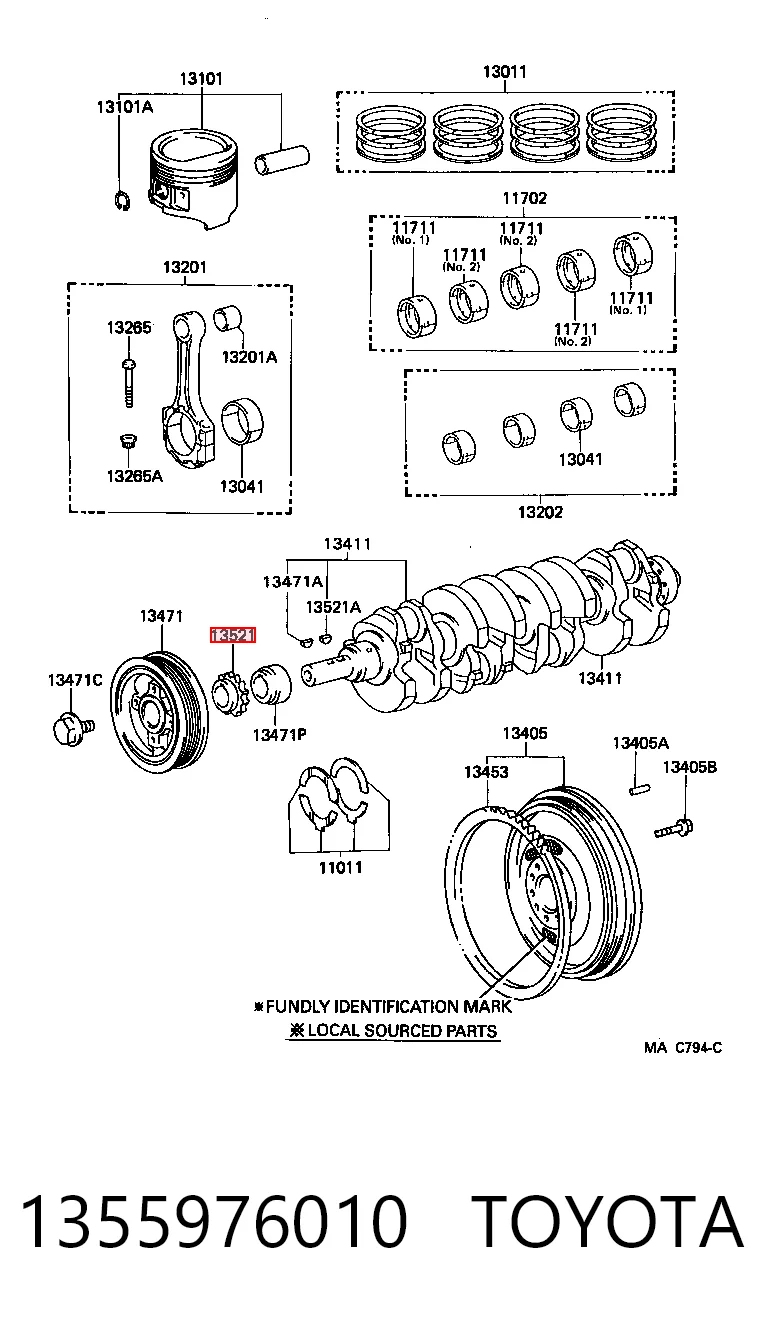 Amortecedor de cadeia do mecanismo de distribuição de gás para Toyota Hilux N