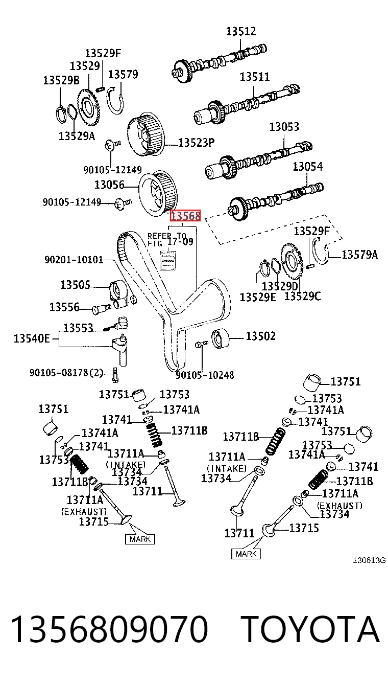 1356809070 Toyota Correia do mecanismo de distribuição de gás