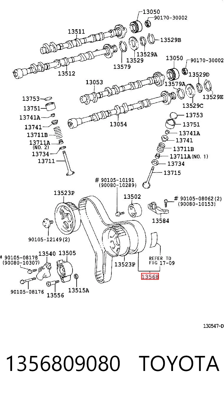 1356809080 Toyota Correia do mecanismo de distribuição de gás