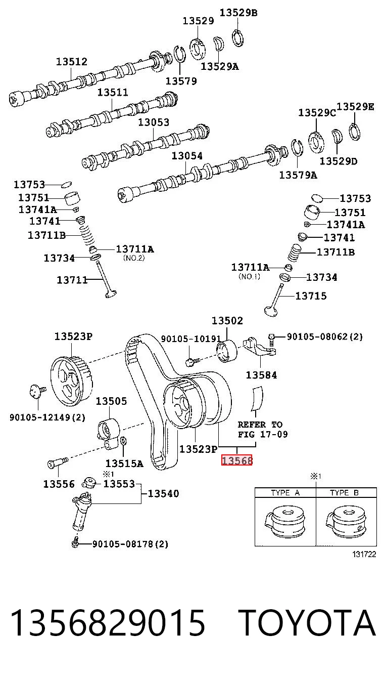 1356829015 Toyota Correia do mecanismo de distribuição de gás
