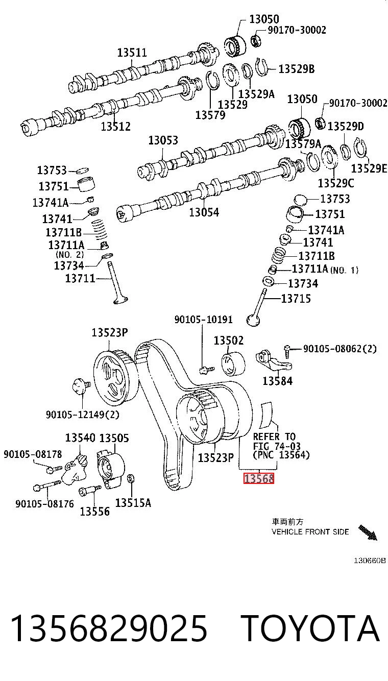 1356829025 Toyota Correia do mecanismo de distribuição de gás