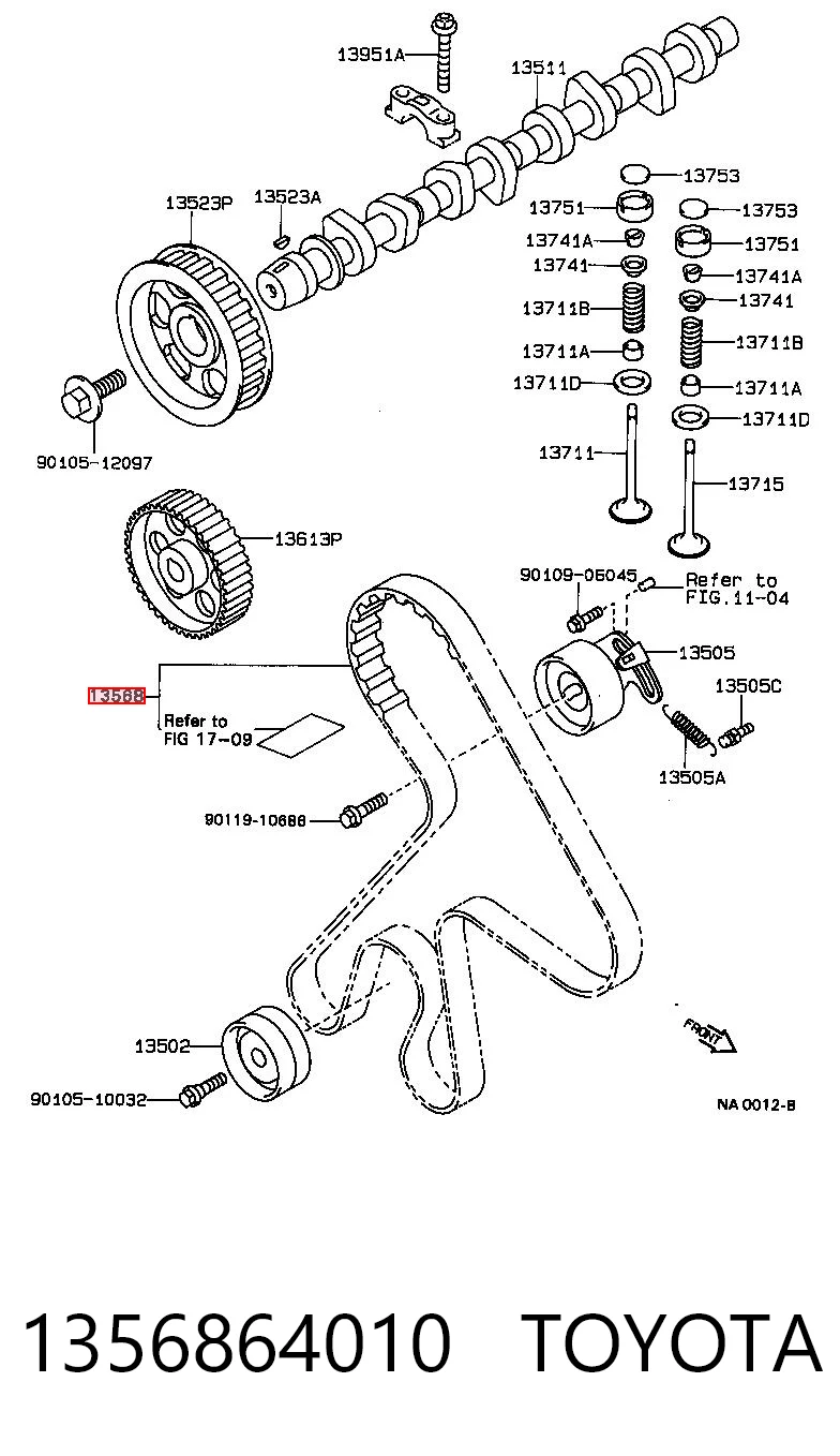 1356864010 Toyota Correia do mecanismo de distribuição de gás