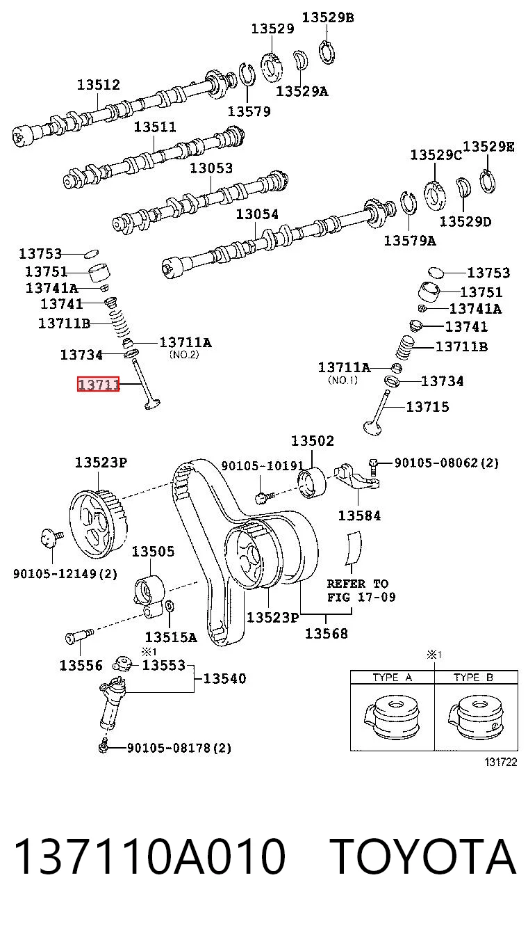 137110A010 Toyota Válvula de admissão