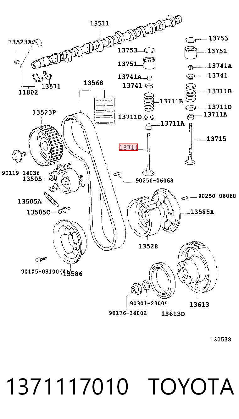 1371117010 Toyota Válvula de admissão