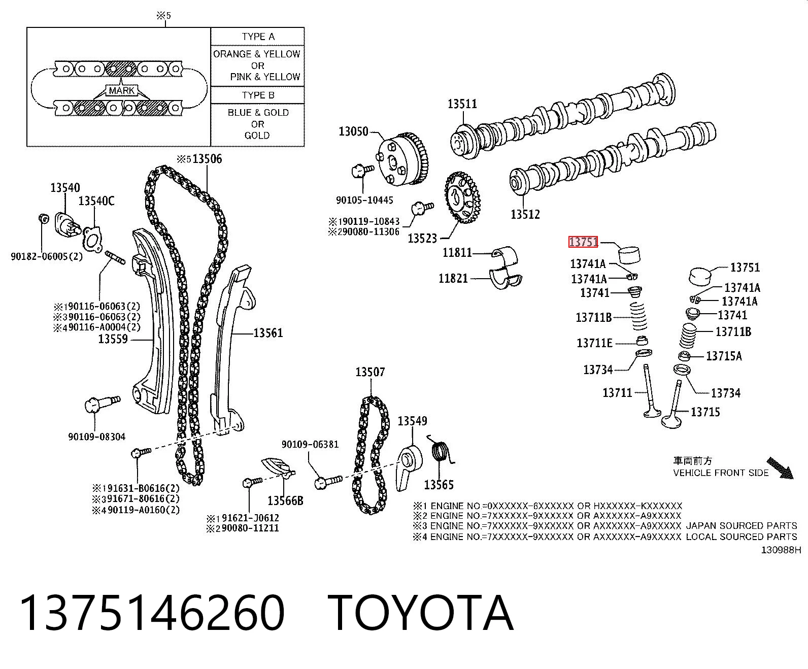 1375146260 Toyota Compensador hidrâulico (empurrador hidrâulico), empurrador de válvulas