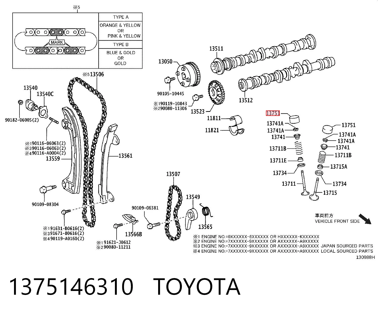 1375146310 Toyota Compensador hidrâulico (empurrador hidrâulico), empurrador de válvulas