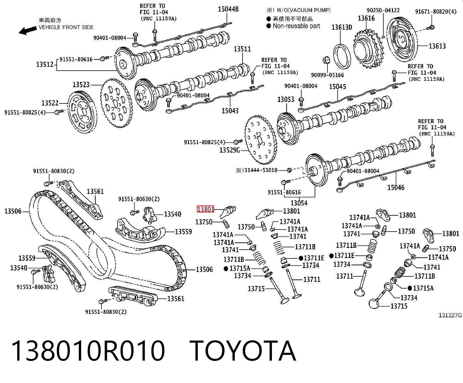 138010R010 Toyota Balanceiro de válvula (balanceiro de válvulas)