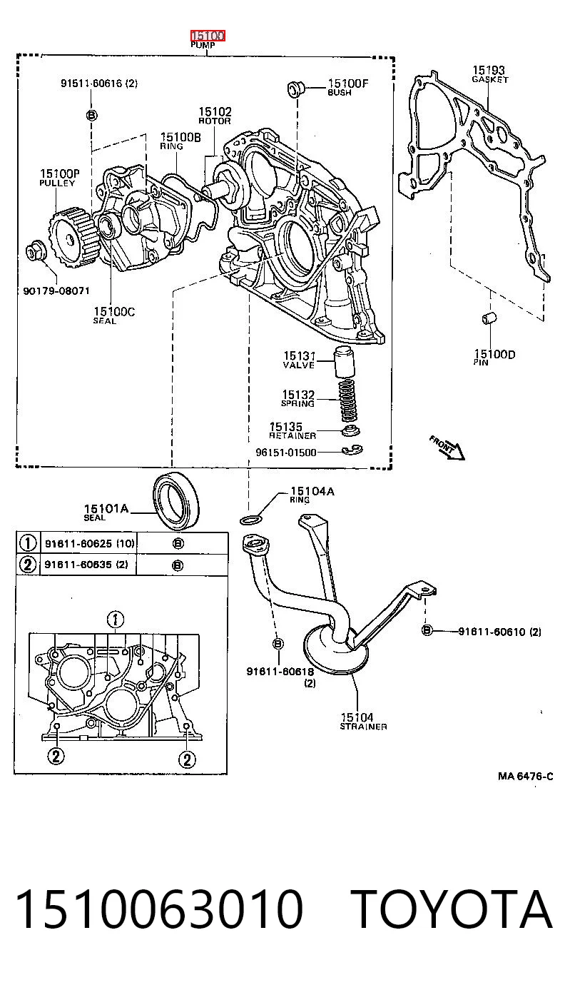1510063010 Toyota Bomba de óleo