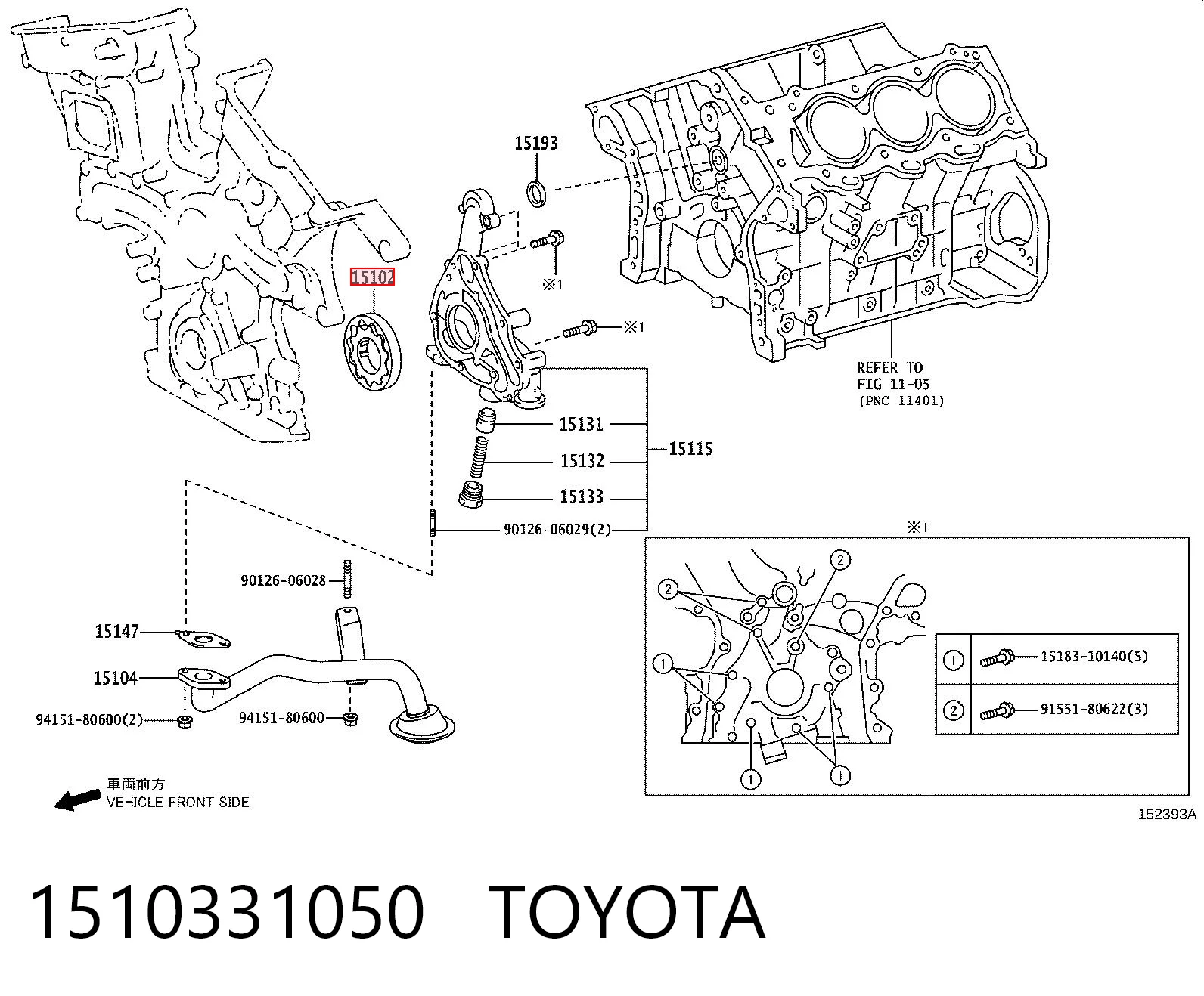 1510331050 Toyota Kit de reparação da bomba de óleo