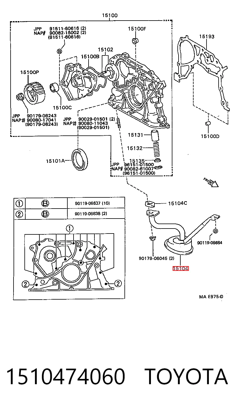 Receptor de óleo (coletor de óleo) Toyota Camry  V10 ao melhor preço