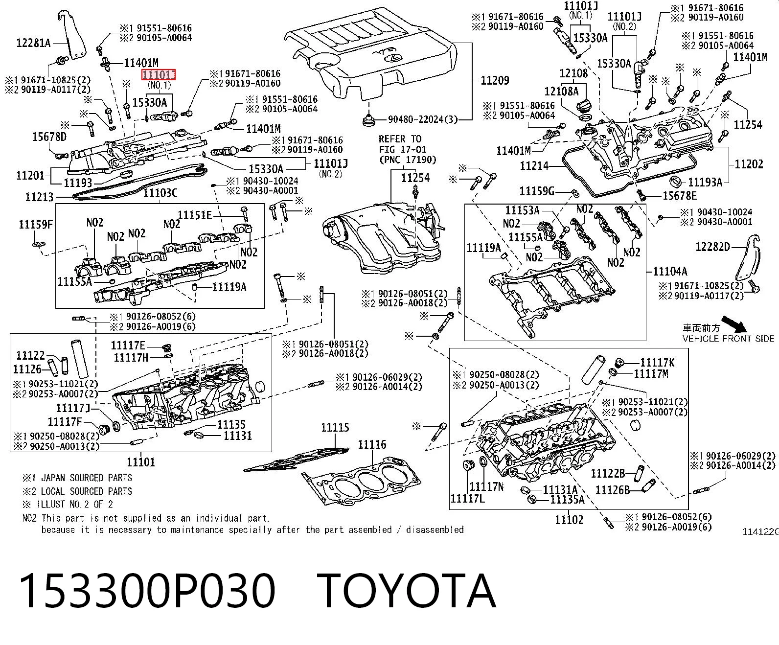 153300P030 Toyota Válvula eletromagnética de posição (de fases) da árvore distribuidora
